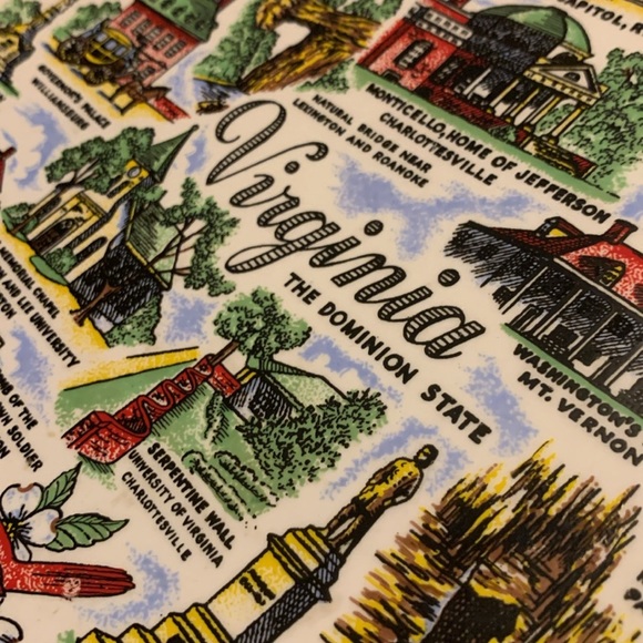 Vintage 60s State of Virginia Tourist Souvenir Ceramic Collector Display Plate - Picture 15 of 16